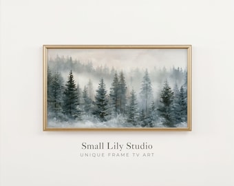 FRAME TV Art Winter Forest, Samsung Frame TV Art Pine Trees in Fog, Aesthetic tv screensaver | TV1460