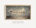 FRAME TV art Santa and Reindeer Flying Through Night Sky, Christmas Samsung Frame TV art, Whimsical Festive Vintage Style Painting | TV961 product logo