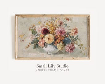 FRAME TV Art Colorful Flower Bouquet, Spring Samsung Frame TV Art, Vintage Style Floral Painting, Mother's Day Flowers Artwork | TV1254