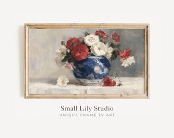 FRAME TV Art 4th of July Flowers, Red White and Blue Samsung Frame TV Art, Independence Day Tv Picture, Memorial Day Artwork | TV1276