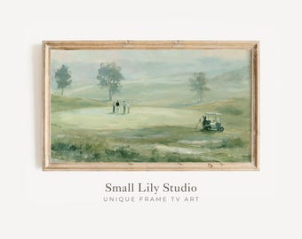 FRAME TV Art Playing Golf, Samsung Frame TV Art Summer Sports, Vintage Style Golf Course Artwork | TV1286