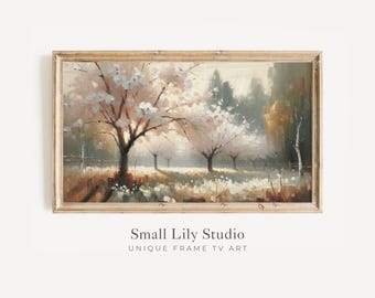Spring FRAME TV art Cherry Blossom Tree, Samsung Frame tv artwork pink flowers, Floral Frametv picture, Frame tv textured painting | TV242