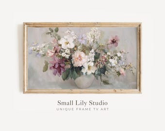 FRAME TV Art Mother's Day Flower Bouquet, Samsung Frame TV Art Floral Still Life, Bright Textured Artwork | TV1247