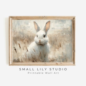 PRINTABLE Rustic Rabbit Print, Farmhouse Rabbit Wall Art, Cute Bunny in ...