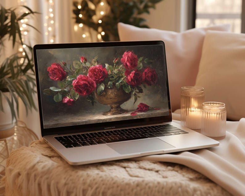 Red Roses Desktop Wallpaper, Romantic MacBook Wallpaper, Moody ...