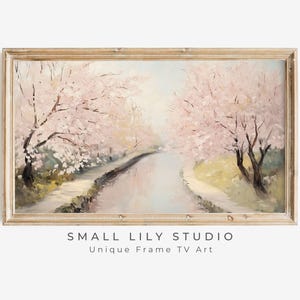 フレーム テレビ アート 春の桜、ピンクの花柄 Samsung フレーム テレビ アート、日本の美しい春の桜の木、かわいいテレビ スクリーンセーバー | TV689