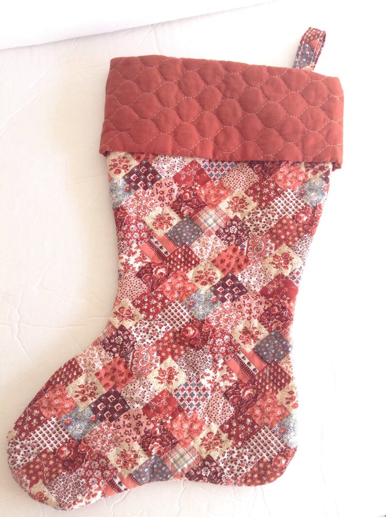 Vintage Patchwork Christmas Stocking. Christmas Ornament. image 0