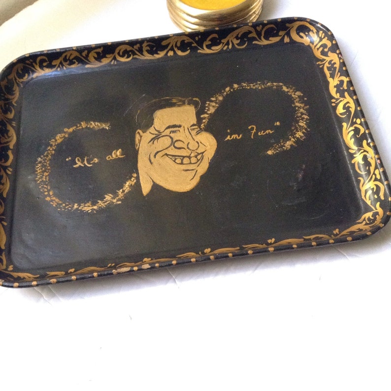 Mid Century Dean MARTIN or JERRY LEWIS Tole Cigar Tray image 0