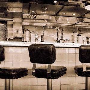 Diner Retro Black and White Photography Fine Arts Kitchen Restaurant Sepia Nostalgia Eat Americana Lunch