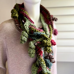 Woodland Holiday Scarf ~  Handspun and Reclaimed Yarn~ 78 inches long Statement Scarf