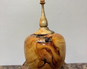 Box Elder Burl Hollow Form Bowl with Finial