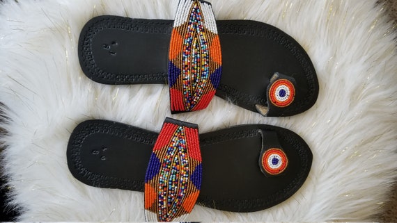 colorful beaded sandals