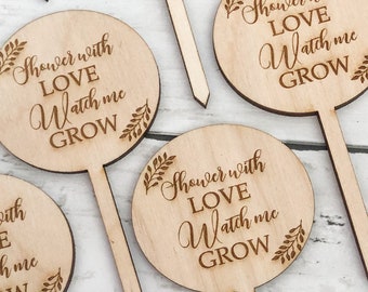 Shower With Love Watch Me Grow Succulent Tags | Baby Shower Favors  | *Succulent Not Included*