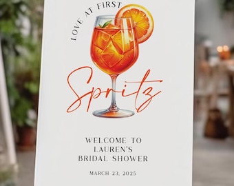 Love at first spritz acrylic bridal shower sign, Love at first spritz welcome sign, Aperol spritz bridal shower, Aperol spritz sign