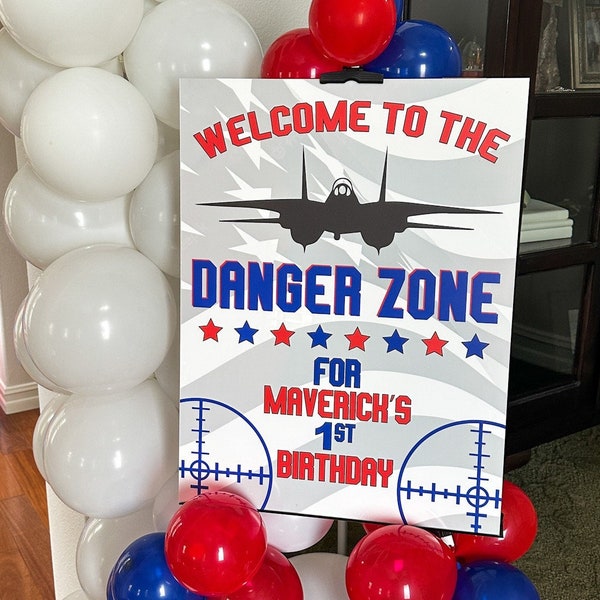 Welcome To The Danger Zone Sign | Acrylic Welcome Sign | First Birthday Party Welcome Sign | First Birthday Sign | Plane Welcome Sign