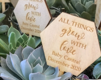 All Things Grow With Love Succulent Tags | Baby Shower Favors | Succulent Tags | All Things Grow With Love | *Succulent Not Included*