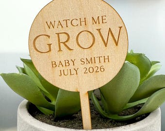 Watch me grow succulent tags, Baby shower favor, Custom wood plant stakes, Baby shower favors, *Succulent is NOT included*
