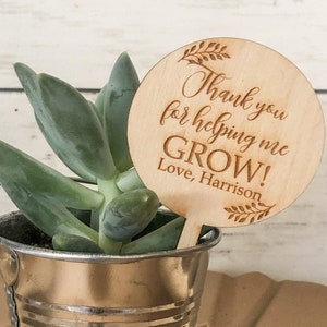 SMALL Thank You For Helping Me Grow Succulent Tags| Thank You For Helping Me Grow | Succulent Tags | Teacher Gift | *Succulent Not Included*