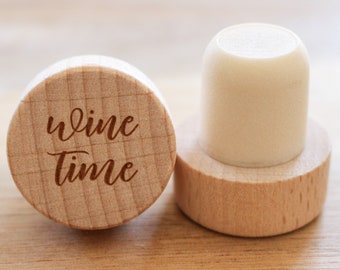 Wine Time Wine Stopper | Wine Corks | Wood Wine Cork | Wine Stoppers | Bridal Shower Gift | Wedding Favors | Wine Time Wine Cork | Wine Gift