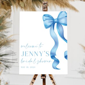 Tied the knot acrylic welcome sign, Blue bow welcome sign, Bow acrylic welcome sign, Bow bridal shower welcome sign, Blue bow bridal shower