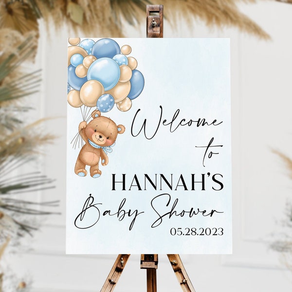 Acrylic Baby Shower Welcome Sign | Baby Shower Welcome Sign | Teddy Bear Welcome Sign | Teddy Bear Baby Shower | Bear Baby Shower Sign