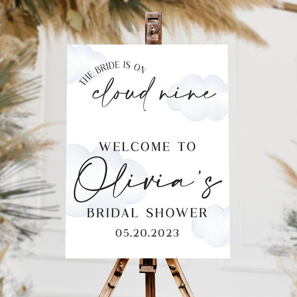 The Bride Is On Cloud Nine Acrylic Sign | On Cloud Nine Acrylic Sign | Bridal Shower Welcome Sign | Cloud Welcome Sign | Cloud Nine Welcome