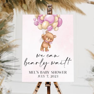 We Can Bearly Wait Sign | Acrylic Baby Shower Welcome Sign | Teddy Bear Welcome Sign | Teddy Bear Baby Shower | Bear Baby Shower Sign