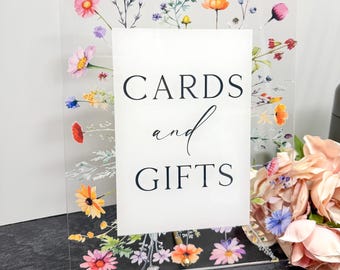 Floral cards and gifts acrylic sign, Cards and gifts sign, Wildflower cards and gifts sign, Cards and gift signs for wedding, Cards and gift
