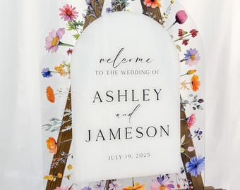 Wildflower wedding arch acrylic sign, Custom welcome sign, Floral sign for weddings, Spring wedding sign,Flower wedding sign,Wildflower sign