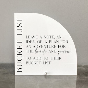 Znak akrylowy Bucket List | Znak Bucket List | Znak ślubny Bucket List | Ślub Bucket List | Znak akrylowy Bucket List |