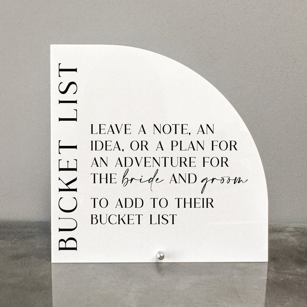 Bucket List Acrylic Sign | Bucket List Sign | Bucket List Wedding Sign | Bucket List Wedding | Bucket List Acrylic Wedding Sign |