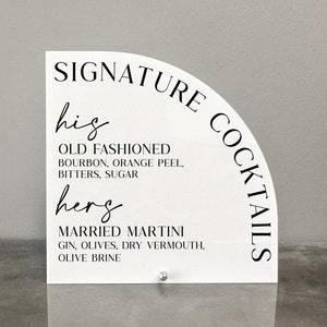 Signature Cocktails Acrylic Sign | Signature Cocktails Sign | Signature Cocktails | Wedding Signature Cocktails | Wedding Drink Menu