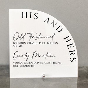 His and hers acrylic sign, His and hers drink sign, His and hers bar sign, Signature drinks sign, Wedding signature drinks sign,His and hers