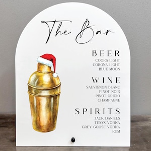 Weihnachtsacryl Barschild, Weihnachtsbarkarte, Weihnachtsacryl Barmenü, Santa Barschild, Feiertagsbarschild, Santa Barschild, Weihnachtsfeier