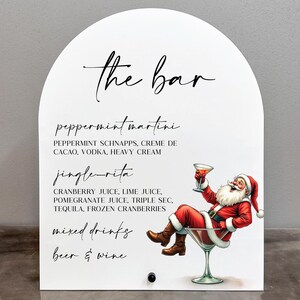 Christmas acrylic bar sign, Christmas bar menu, Christmas acrylic bar menu, Santa bar sign, Holiday bar sign, Santa bar sign,Christmas party