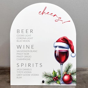 Weihnachts-Acryl-Bar-Schild, Weihnachtsgetränke-Menü-Schild, Weihnachtsgetränk-Schild, Feiertags-Bar-Schild, Weihnachtsbar-Schild, Weihnachtsgetränke-Schild