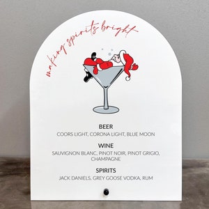 Christmas acrylic bar sign, Christmas bar menu, Christmas acrylic bar menu, Santa bar sign, Holiday bar sign, Making spirits bright