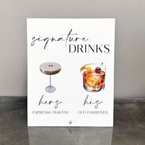 Signature Drinks Acrylic Sign | Signature Drinks Sign | Signature Drinks | Wedding Signature Drinks | Wedding Drink Menu|His and Hers Drinks