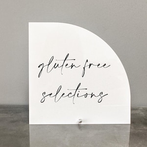 Gluten free selections acrylic sign, Gluten free selections sign, Gluten free food sign, Food stations sign, Food stations acrylic signs