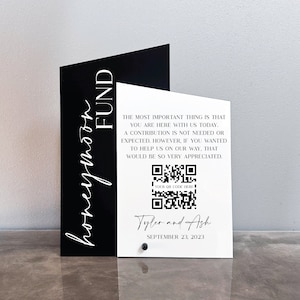 Honeymoon fund acrylic sign, Honeymoon fund sign, Wedding honeymoon fund sign, Honeymoon fund QR code sign, QR code honeymoon fund sign