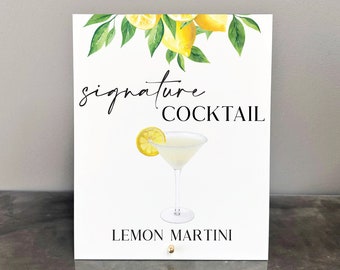Lemon Drop Signature Cocktail Acrylic Sign | Lemon Drop Acrylic Sign | Lemon Drink Sign | Lemon Bar Menu Sign | Lemon Drink Acrylic Sign