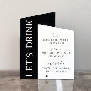 Let&#39;s Drink Bar Sign | Wedding Bar Menu | Modern Bar Menu | Modern Wedding Bar Menu | Bar Menu Wedding | Acrylic Bar Menu | Let&#39;s Drink