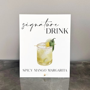 Signature drink acrylic sign, Signature drink sign, Custom drink sign, Signature drink bar sign, Bar sign, Custom bar sign, Wedding bar sign