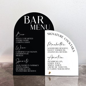 Bar-Menü Acryl-Schild, Acryl-Bar-Menü, Benutzerdefinierte Getränkekarte, Barkarte und Signature Cocktails Zeichen, Hochzeitsbar Zeichen