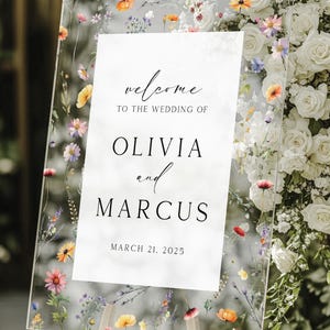 Wildflower wedding acrylic sign, Custom welcome sign, Floral sign for weddings, Spring wedding sign, Flower wedding sign, Wildflower sign