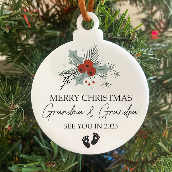 Merry Christmas Grandma and Grandpa | Promoted to Grandparents | Promoted to Grandparents Ornament | Acrylic Ornament