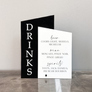 Wedding Bar Menu | Modern Bar Menu | Modern Wedding Bar Menu | Bar Menu Wedding | Acrylic Bar Menu | Drinks Wedding Menu | Drinks Sign
