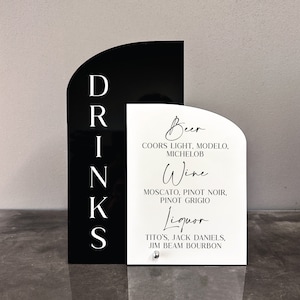 Drinks acrylic bar sign, Wedding bar sign, Drinks sign, Custom acrylic bar sign for wedding, Wedding bar menu, Drinks acrylic bar sign,