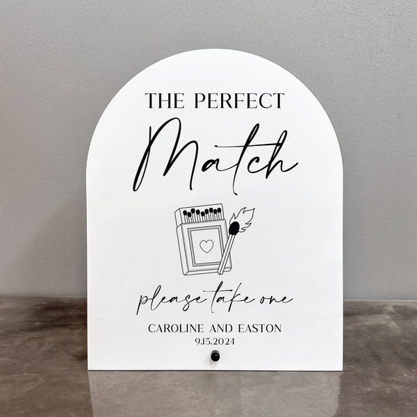 The perfect match acrylic sign, The perfect match sign, Wedding match favors sign, Matchbox favors sign, Matches favors sign, Matches sign