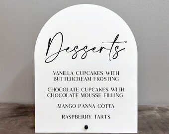 Desserts acrylic sign, Dessert bar sign, Dessert bar, Desserts table sign, Dessert menu sign, Wedding desserts sign, Desserts Menu